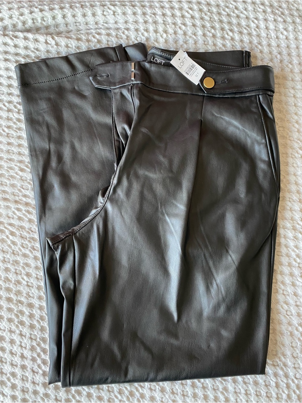 LOFT Black Faux Leather High-Waist Pants